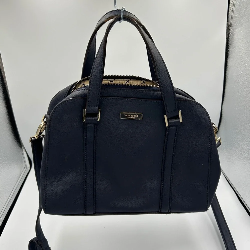 Kate Spade Satchel Womens Medium Navy Blue Saffiano Leather Crossbody Bag